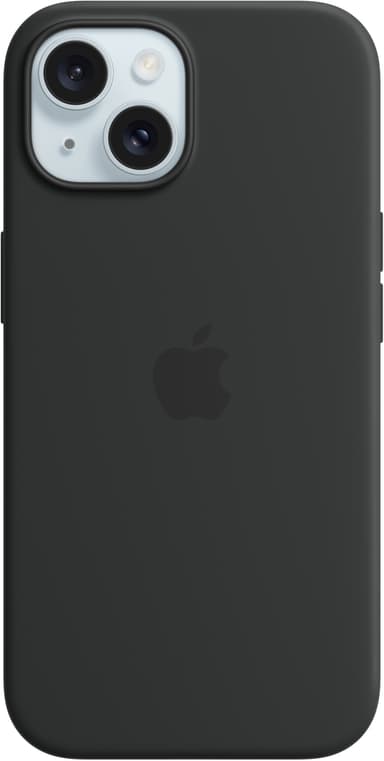 iPhone 15 silikondeksel med MagSafe (sort)