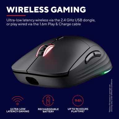 Trust GXT927 REDEX+ trådløs gamingmus (sort)