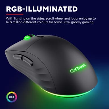 Trust GXT927 REDEX+ trådløs gamingmus (sort)