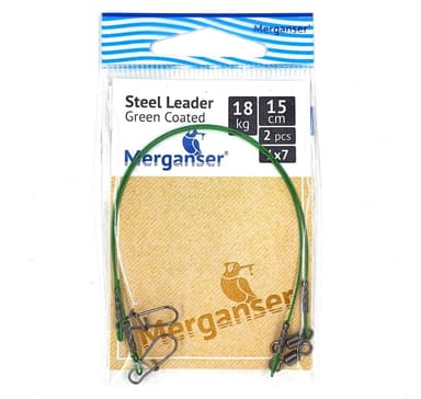 Stålleder, 1x7 dekket, grønn, 18 kg, 15 cm, 2 stk, Merganser