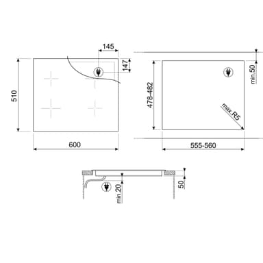 Smeg induksjonsplatetopp SIM3644MB
