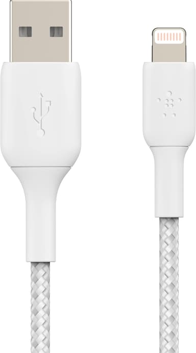 Belkin BOOST CHARGE Lightning til USB-A flettet kabel 2 m (hvit)