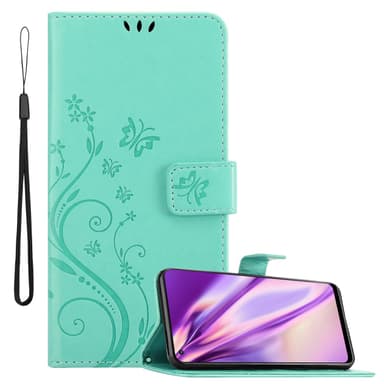 Realme 9 4G / 9 PRO+ lommebokdeksel Blomster (turkis)