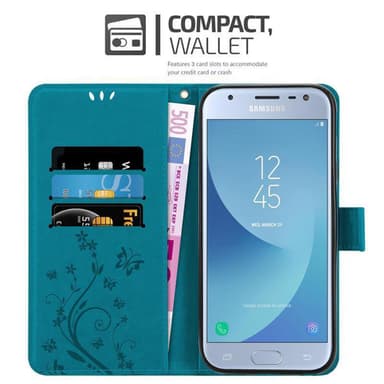 Samsung Galaxy J3 2017 lommebokdeksel Blomster (blå)