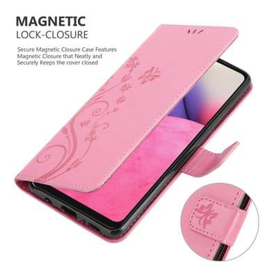 Samsung Galaxy A33 5G lommebokdeksel Blomster (rosa)