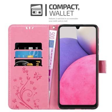 Samsung Galaxy A33 5G lommebokdeksel Blomster (rosa)