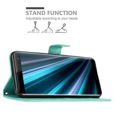 Sony Xperia XZ3 lommebokdeksel Blomster (turkis)