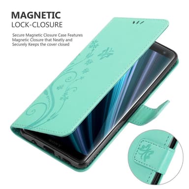 Sony Xperia XZ3 lommebokdeksel Blomster (turkis)