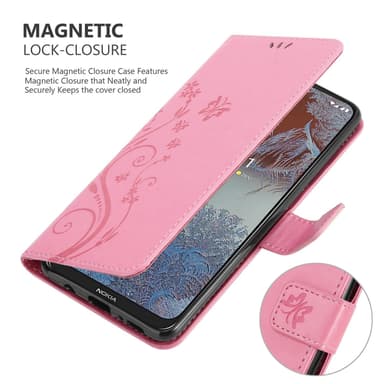 Nokia G10 / G20 lommebokdeksel Blomster (rosa)