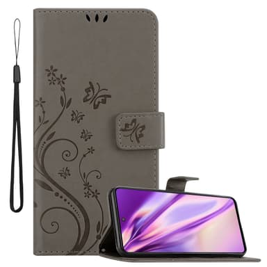Samsung Galaxy M52 5G lommebokdeksel Blomster (grå)