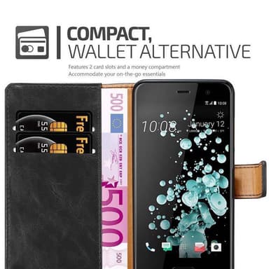HTC U PLAY lommebokdeksel etui (svart)