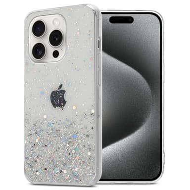 iPhone 15 PRO MAX Silikondeksel Glitter (Gjennomsiktig)