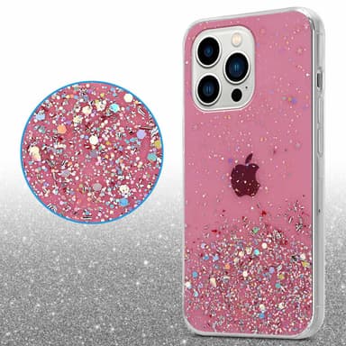 iPhone 14 PRO Silikondeksel Glitter (rosa)