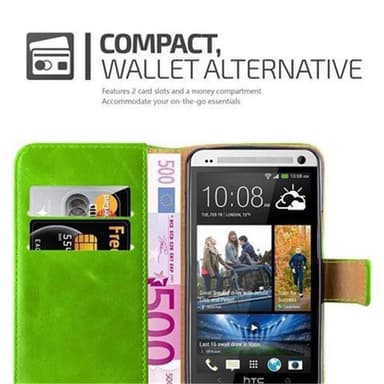 HTC ONE M7 lommebokdeksel etui (grønn)
