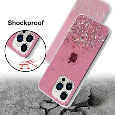 iPhone 14 PRO Silikondeksel Glitter (rosa)