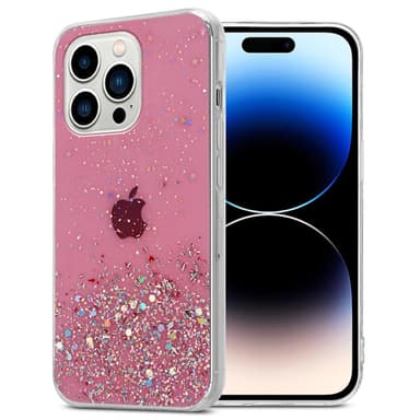 iPhone 14 PRO Silikondeksel Glitter (rosa)