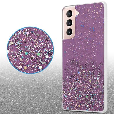 Samsung Galaxy S21 5G Silikondeksel Glitter (lilla)