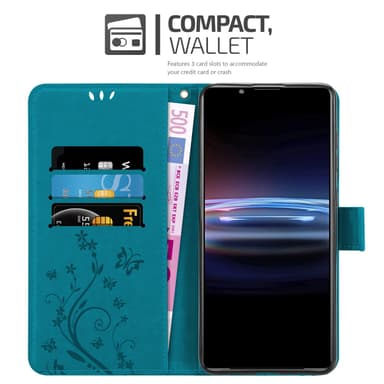 Sony Xperia PRO-I lommebokdeksel Blomster (blå)