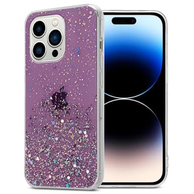 iPhone 14 PRO Silikondeksel Glitter (lilla)