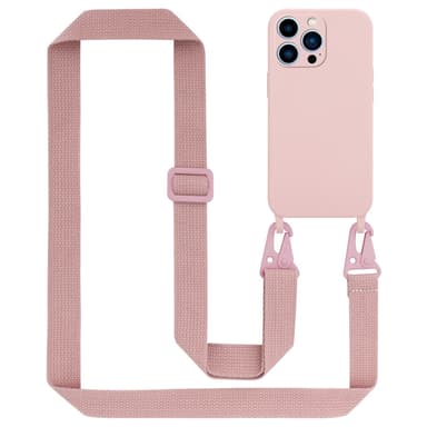 Deksel iPhone 13 PRO med Halskjede (rosa)