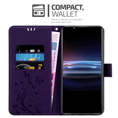 Sony Xperia PRO-I lommebokdeksel Blomster (lilla)