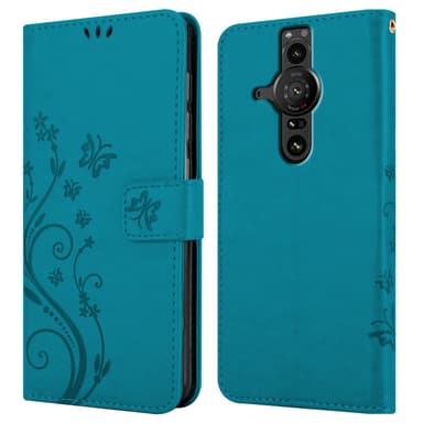 Sony Xperia PRO-I lommebokdeksel Blomster (blå)
