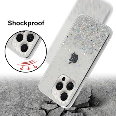 iPhone 15 PRO MAX Silikondeksel Glitter (Gjennomsiktig)