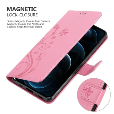 iPhone 13 PRO MAX lommebokdeksel Blomster (rosa)
