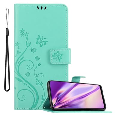 Realme 6 4G / 6s lommebokdeksel Blomster (turkis)