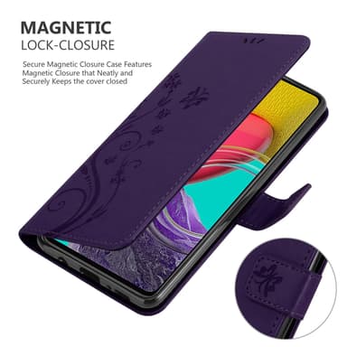 Samsung Galaxy M53 5G lommebokdeksel Blomster (lilla)