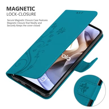Motorola MOTO G31 / G41 lommebokdeksel Blomster (blå)