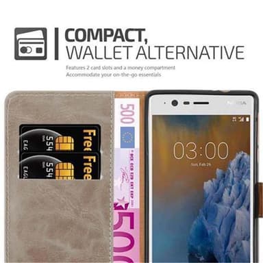 Nokia 3 2017 lommebokdeksel etui (brun)