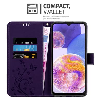 Samsung Galaxy A23 4G lommebokdeksel Blomster (lilla)