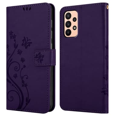 Samsung Galaxy A23 4G lommebokdeksel Blomster (lilla)