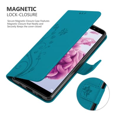 Huawei MATE 10 LITE lommebokdeksel Blomster (blå)