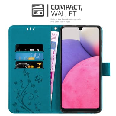 Samsung Galaxy A33 5G lommebokdeksel Blomster (blå)