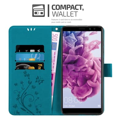 Huawei MATE 10 LITE lommebokdeksel Blomster (blå)