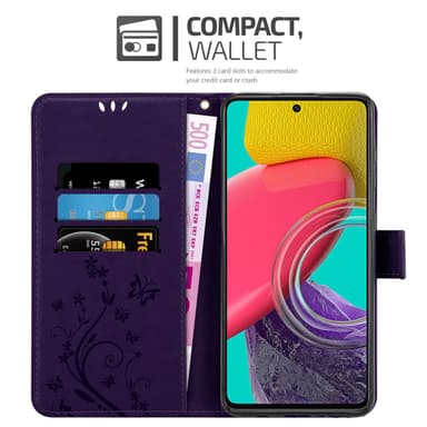 Samsung Galaxy M53 5G lommebokdeksel Blomster (lilla)