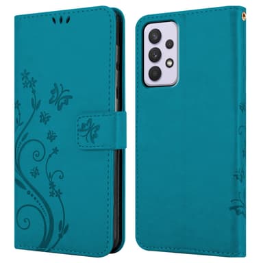 Samsung Galaxy A33 5G lommebokdeksel Blomster (blå)