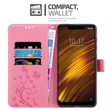 Xiaomi Pocophone F1 lommebokdeksel Blomster (rosa)