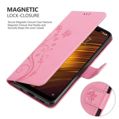 Xiaomi Pocophone F1 lommebokdeksel Blomster (rosa)