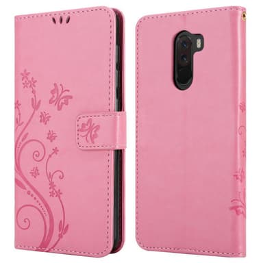 Xiaomi Pocophone F1 lommebokdeksel Blomster (rosa)