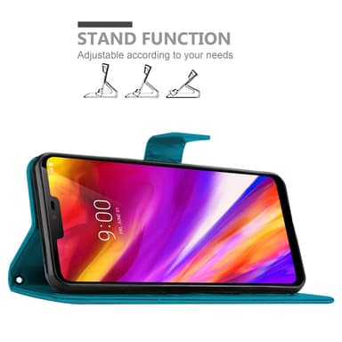 LG G7 ThinQ / FIT / ONE lommebokdeksel Blomster (blå)