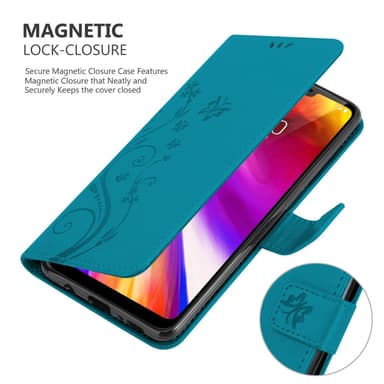 LG G7 ThinQ / FIT / ONE lommebokdeksel Blomster (blå)