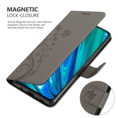 Realme 5 PRO / Realme Q lommebokdeksel Blomster (grå)