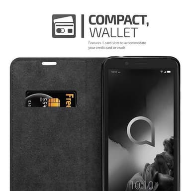 Alcatel 1C 2019 lommebokdeksel case (svart)