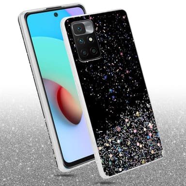Xiaomi RedMi 10 Silikondeksel Glitter (svart)