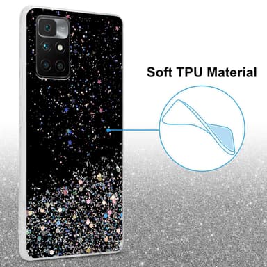 Xiaomi RedMi 10 Silikondeksel Glitter (svart)