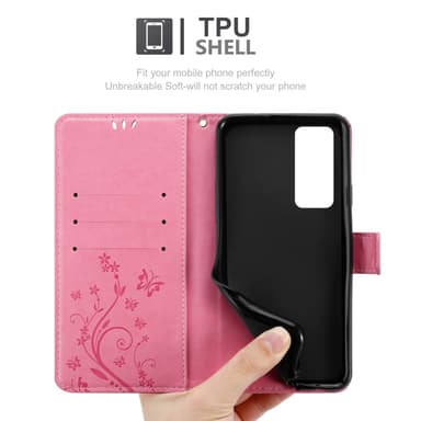 Oppo FIND X3 NEO lommebokdeksel Blomster (rosa)