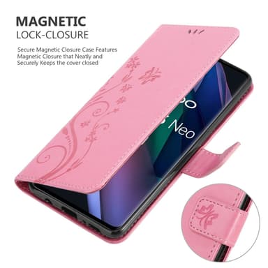 Oppo FIND X3 NEO lommebokdeksel Blomster (rosa)
